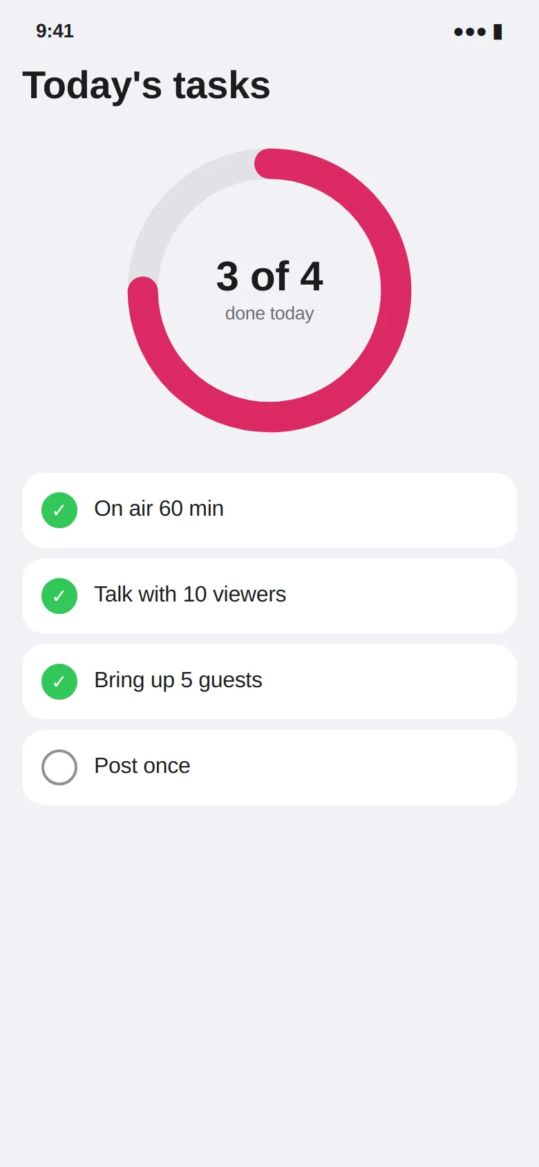 The daily host tasks ring in the app